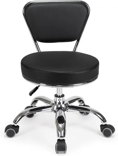 Miniatura 4 de MAYAKOBA Dayton Taburete con respaldo - Asiento neumático negro, altura ajustable de 13 a 15 pulgadas, diseño ergonómico para oficina en casa