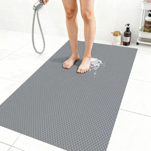 Miniatura 11 de Alfombrilla de ducha extra grande antideslizante, alfombrilla de baño de PVC de secado rápido y para bañera, diseño con agujeros de drenaje