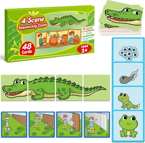 Miniatura 9 de Kasfalci Tarjetas de secuenciación, juego de secuencia para niños, materiales de terapia del habla para autismo, mejorar la narración de historias