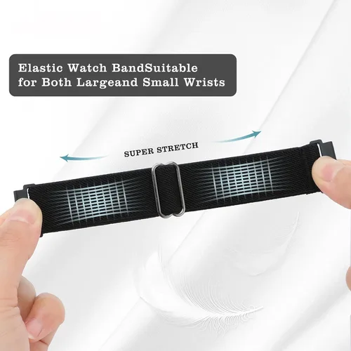 Miniatura 7 de Paquete de 3 correas elásticas de nailon compatibles con SKG Smart Watch para mujeres y hombres, correas elásticas suaves de liberación rápida