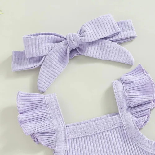 Miniatura 4 de Ropa de bebé recién nacida, sin mangas, con flores, enterizo, pantalones cortos, conjunto de verano