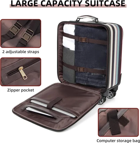 Miniatura 6 de LARVENDER Juego de equipaje vertical Softside 2 piezas, Azul, 34 ES