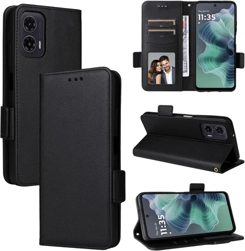Miniatura 90 de Funda de piel sintética compatible con Motorola Moto E22 4G, funda de piel sintética compatible con Motorola Moto E22i 4G, color negro
