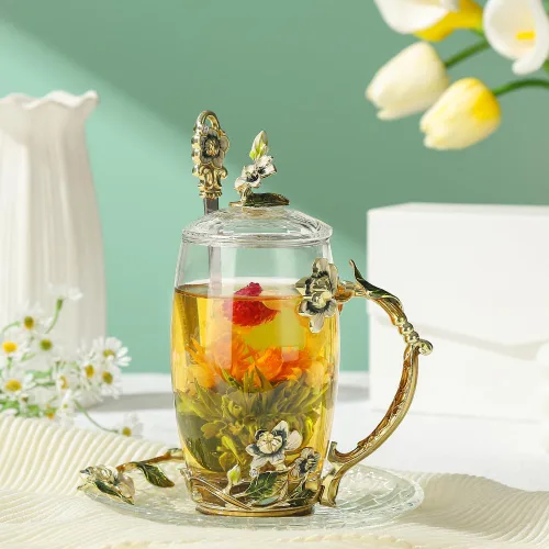 Miniatura 2 de Tazas de té elegantes con flores, tazas de café con tapa, regalo del día de la madre, regalos de cumpleaños para mujeres, regalos del día de San