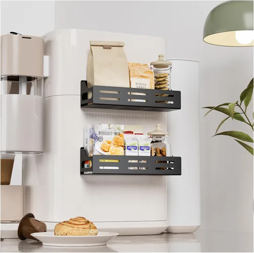 Miniatura 2 de Paquete de 3 estantes magnéticos para especias para refrigerador con soporte para toallas de papel, organizador magnético para refrigerador, estante