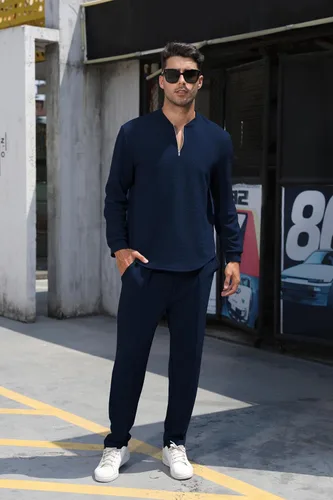 Miniatura 12 de FZNHQL Conjunto deportivo de moda para hombre, 2 piezas, casual, atlético, para correr, manga corta/larga, conjunto para hombre