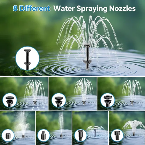 Miniatura 6 de POPOSOAP Bomba de Fuente Solar con Kit de Filtro de Estanque con Batería de Respaldo Integrada de 3000mAh, Bomba de Fuente de Agua Solar de 8W