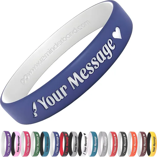Miniatura 15 de Reminderband - Pulseras lujosas de silicona y goma para motivación, eventos, regalos, apoyo, recaudación de fondos y concientización, para hombres