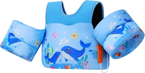 Miniatura 16 de MoKo Chaleco de natación para niños pequeños de 13-30/20-50/22-66 libras, flotadores de brazo de natación de dibujos animados, alas de agua