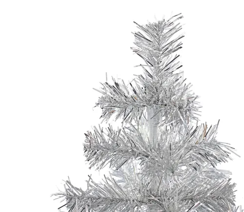 Miniatura 4 de Árbol de Navidad de mesa pequeño de 18 pulgadas, ramas de plumas de oropel artificial clásico para interiores y exteriores, soporte de base de Plata