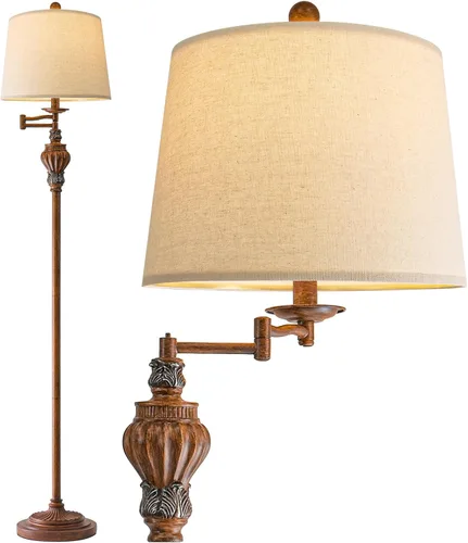 Miniatura 13 de G-SAFAVA Lámpara de pie vintage de 61 pulgadas con brazo oscilante ajustable de 350°, lámpara de pie para dormitorio, sala de estar, mesita
