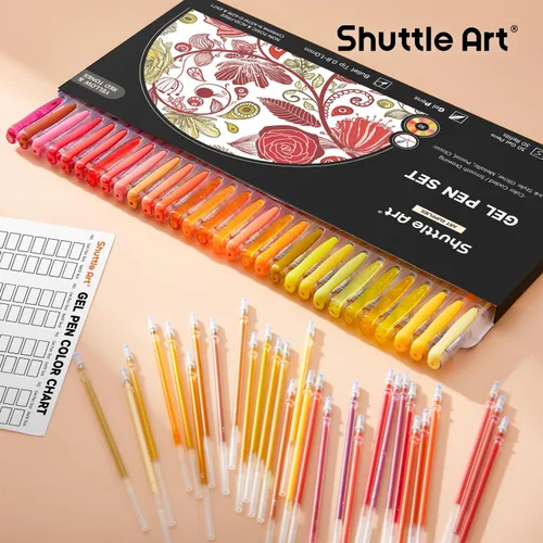 Miniatura 7 de Shuttle Art Paquete de 60 bolígrafos de gel de tono rojo amarillo, 30 bolígrafos de gel rojo, naranja, amarillo, con 30 recambios para adultos