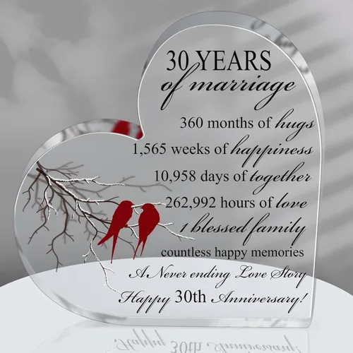 Miniatura 10 de Qunclay Regalo de 10 años de matrimonio Recuerdo de aniversario de boda Corazón Recuerdo de matrimonio Decoración Regalo para pareja padres mujeres