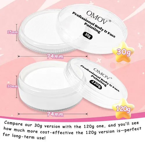 Miniatura 2 de Pintura facial blanca de 4.23 onzas (4.23 onzas), no tóxica, kit de pintura facial activada por agua para niños y adultos, paleta de pintura facial