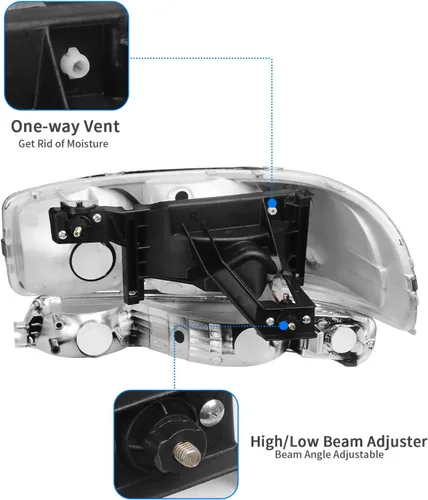 Miniatura 2 de DWVO Ensamble de faros compatible con 1999-2006 GMC Sierra 1500/2500, 07 Sierra 1500/1500HD/2500HD/3500 Classic, 00-06 GMC Yukon/Yukon XL Faros OE