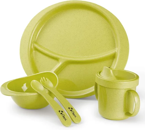Ozeri Juego de platos Earth para niños, 100% hecho de una planta, verde