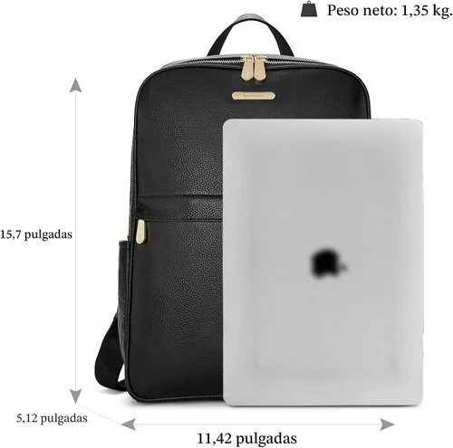 Miniatura 4 de BOSTANTEN Mochila para portátil de 15.6 pulgadas de cuero genuino para mujer, mochila informal para universidad, bolsa de viaje