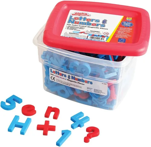 Educational Insights Imanes alfa y minúsculas codificados por colores y minúsculas, juego de 214 letras, números, símbolos de puntuación y