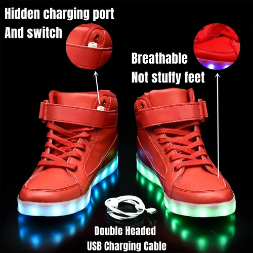 Miniatura 4 de IGxx Zapatos con luz LED para niños, tenis de alta calidad, zapatos con luces para niños, carga USB, entrenadores luminosos intermitentes