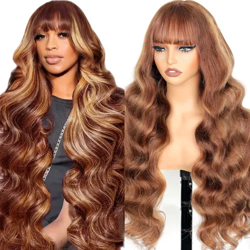 Miniatura 16 de Straight Human Hair Wigs with Bangs 180% Density 2x4 Lace Front Wigs with Bangs Closure Wear and Go Glueless Wigs 100% Brazilian Virgin Human Hair