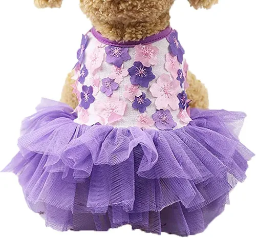 Miniatura 13 de Ropa para Mascotas Linda Collarín con Moño Vestido de Tutu para Perros Hembra Ropa para Perras Yorkie Arnés Rosa