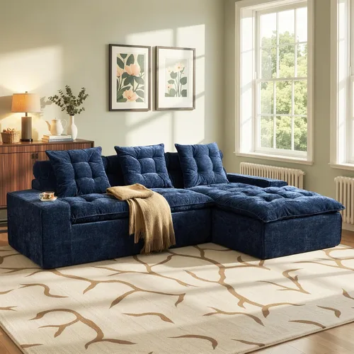 Miniatura 26 de 106" Cloud Boneless Couch with Chaise, L-Shape Deep Seat Sectional Couches, No Assembly Required, Convertible Modular Sleeper Sofa Bed, Living Room