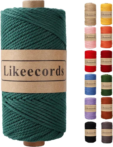Miniatura 9 de Likeecords Cordón de algodón para macramé de 3mm x 100 metros, hilo torcido de 3 hebras, cuerda de macramé, hilo de algodón para macramé, cuerda