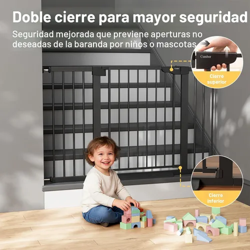 Miniatura 4 de Cumbor - Puerta de bebé extra ancha de 75.4 cm–130.8 cm para escaleras, puertas para perros montadas a presión para puertas y pasillos, autocierre
