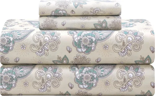 Miniatura 9 de Feather & Stitch - Juego de sábanas de 100 % algodón más suaves, ropa de cama de tejido percal de 300 hilos, bolsillo profundo de 16 pulgadas, Floral