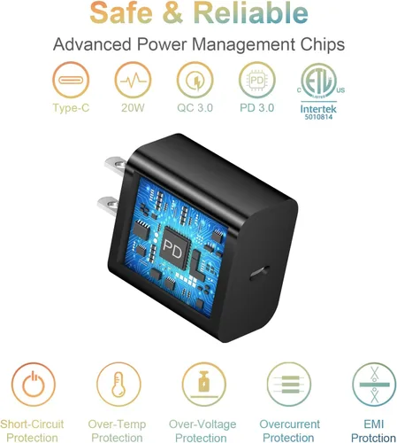 Miniatura 2 de Bloque de cargador USB C para iPhone 17, cargador de pared, adaptador de corriente de 20 W para iPhone 17/17 Air/17 Pro/17 Pro Max, 16 15 14 13 12