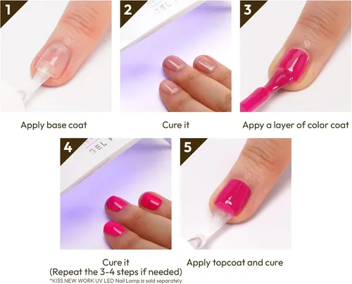 Miniatura 5 de KISS NEW YORK Esmalte de uñas de gel Soak Off UV LED 10mL Nail Art Salon Manicura DIY libre de HEMA, libre de TPO, fabricado en Estados Unidos