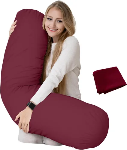Miniatura 6 de Solo funda - Funda de almohada redonda beige de 54 x 12 pulgadas - Solo funda - Funda de almohada con cremallera - 100% microfibra cepillada - Funda