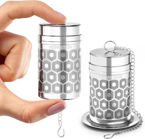 Miniatura 10 de Reinmoson Colador de Té Grande para Té Suelto y Especias para Cocina, Coladores de Malla Extra Fina, Colador de Té de Hojas Sueltas de Acero 1
