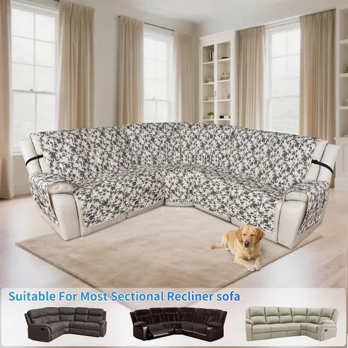 Miniatura 5 de ALIECOM Fundas de sofá modular reclinable en forma de L, 100% impermeables, fundas para sofá seccional, fundas lavables con estampado, protector
