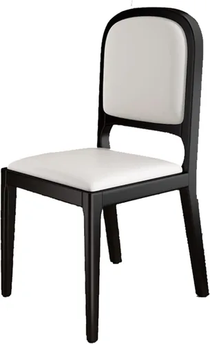Miniatura 27 de Leather Seat Dining Room Chair with Back, Wooden Dining Chairs Set Kitchen Chair, Dining Room Chairs Armless Seat for Kitchen Living Room Black+khaki
