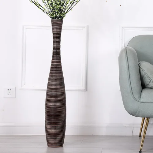 Miniatura 15 de Leewadee Florero decorativo alto para decoración de sala de estar, 20 ″, negro, resina