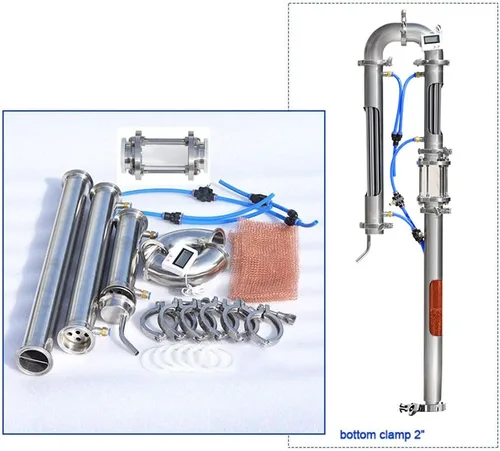Miniatura 5 de Nueva torre de destilación tubular con mirilla de vidrio de malla de cobre equipo de elaboración de cerveza doméstica moonshine destiler (1.5'')