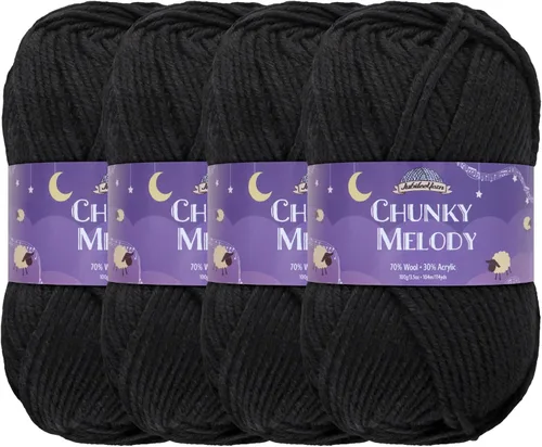 Miniatura 52 de JubileeYarn Chunky Melody - Hilo para tejer 100g/madeja, mezcla de lana gruesa, color maíz naranja - 2 madejas 15 Maíz Naranja