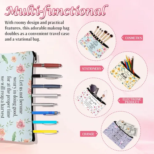 Miniatura 6 de 10 bolsas de maquillaje cristiano para lápices de la Biblia, funda de la Biblia, bolsas de cosméticos florales, regalos religiosos inspiradores