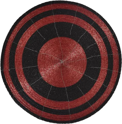 Miniatura 6 de Decozen Juego de 4 Manteles Individuales Redondos con Cuentas, de 14 Pulgadas, Rojos, Hechos a Mano con Cuentas de Vidrio, para Decoración de Mesa