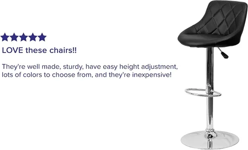 Miniatura 4 de Flash Furniture CH-82028A-BK-GG asiento de vinilo negro de diseño contemporáneo, banqueta alta ajustable con base cromada, Vinilo, Negro
