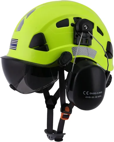 Miniatura 9 de Safety Helmet Hard Hat with Visor and Hearing Protection Vented ANSI Z89.1 Approved Work Helmet for Forestry Chainsaw Arborist Logging Helmet