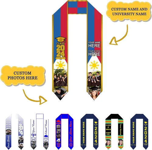 Miniatura 5 de Faja de graduación personalizada de felicitaciones, regalos de graduación personalizados, para la clase de 2024-72 pulgadas