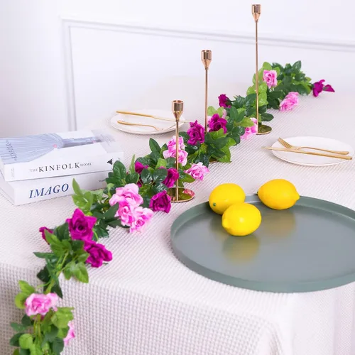 Miniatura 3 de Kisflower 3 guirnaldas de flores artificiales de 23.7 pies, enredaderas falsas de seda para decoración de arco de boda, habitación, fiesta, hogar