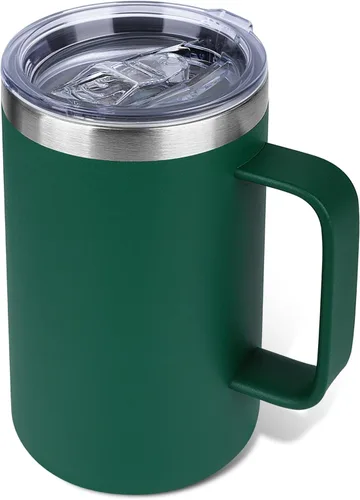 Miniatura 27 de Taza de café aislada de 22 onzas con asa y tapa a prueba de fugas, vaso de viaje de acero inoxidable de doble pared para viajes, oficina, hogar