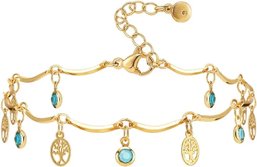 Miniatura 25 de Tobillera para mujer, chapada en oro de 18 quilates, tobillera con dije de oro, impermeable, para verano, playa, cadena de pie, joyería para regalos