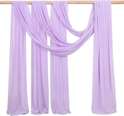 Miniatura 10 de Tela drapeada para arco de boda, 6 paneles de tela de gasa blanca, cortinas de telón de fondo transparente de 6 yardas para decoración de baby Blanco