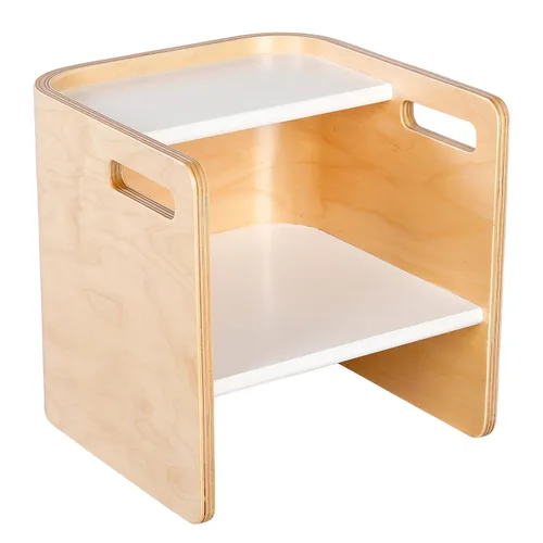 Miniatura 12 de ECR4Kids Silla cúbica multiusos de madera curvada, muebles para niños, natural