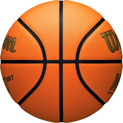 Miniatura 4 de Wilson NCAA Evo NXT Balones de Baloncesto Oficiales para Juegos en Interiores - Tamaños 6 y 7 Dorado/Naranja