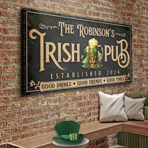 Miniatura 2 de TAILORED CANVASES - Letrero de pub irlandés personalizado - Decoración personalizada de bar y salón para bares caseros, sótanos y pubs - Arte